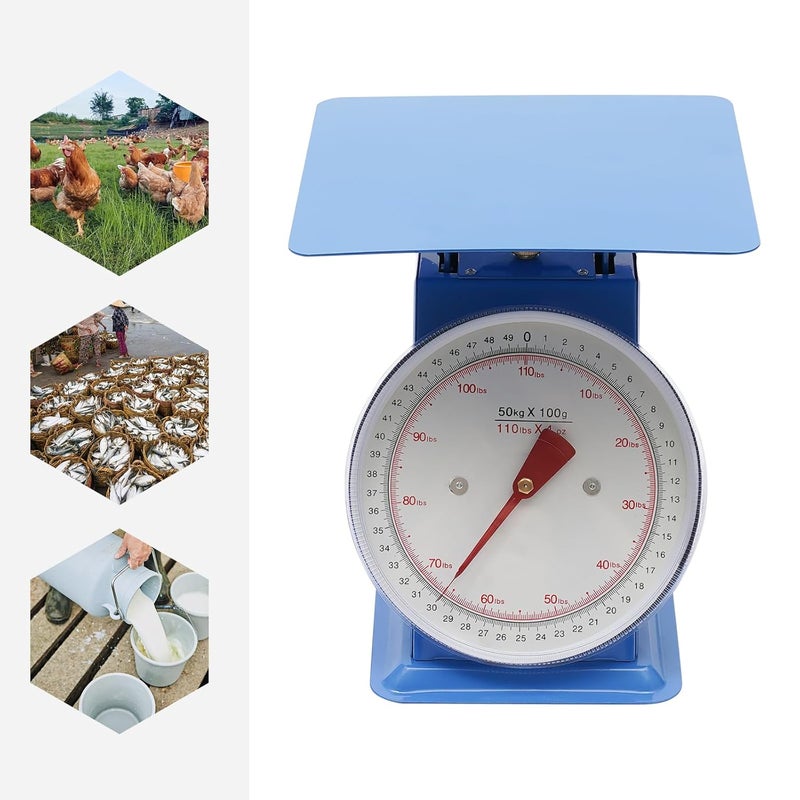 CHPOFLE Mechanical Kitchen Scale, 110lbs Stainless Steel Mechanical Dial Scale Flat Platform Weighing Food Scale Heavy Duty Portion-Control Mechanical Scale Food Weight Scale for Kitchen - Image 3